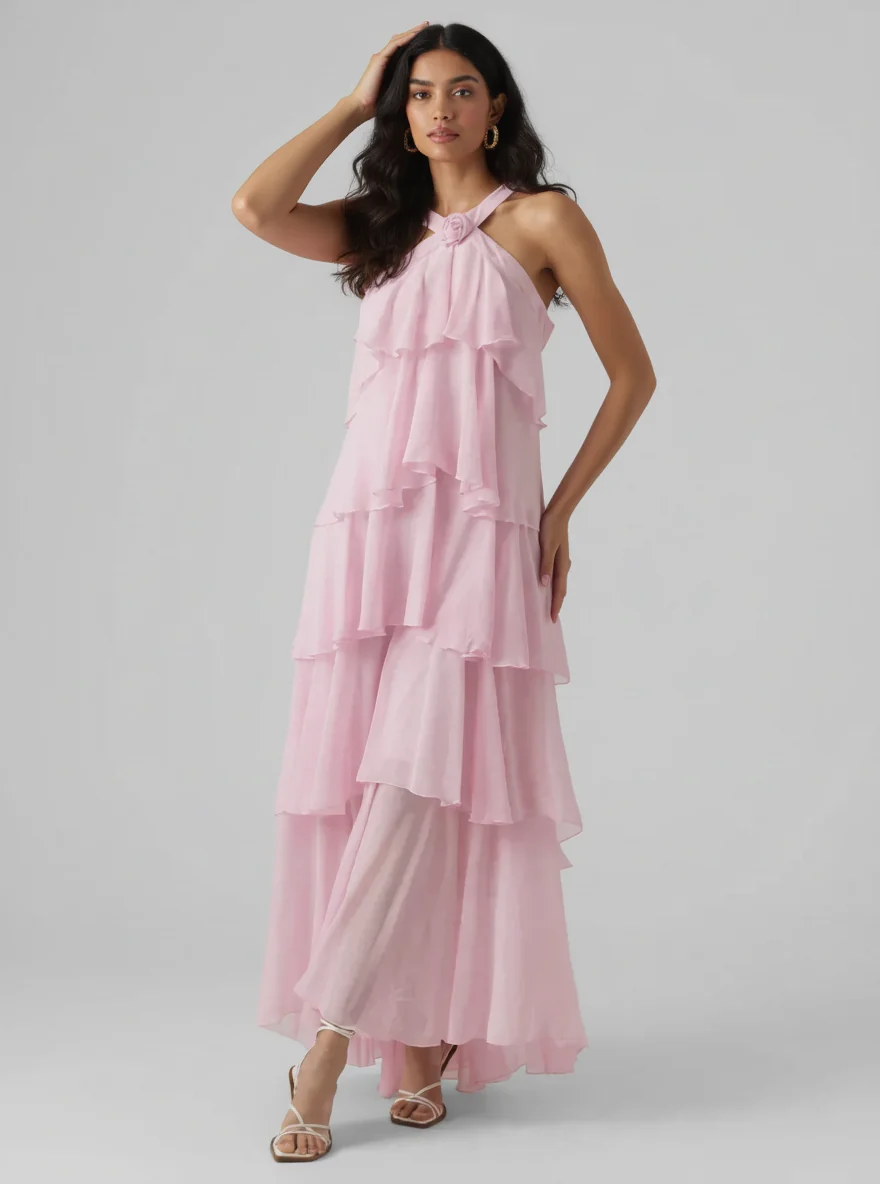 Nitsy Ruffled Maxi Dress In Pink - Image 2