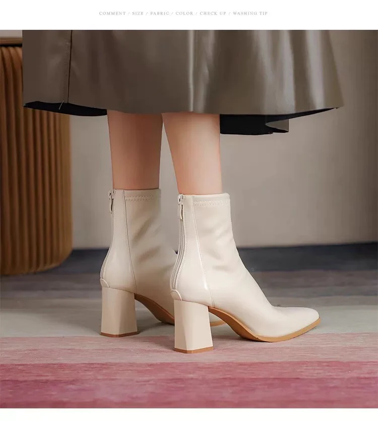 Noelia Short Leather Pointed Ankle Boots - Image 3