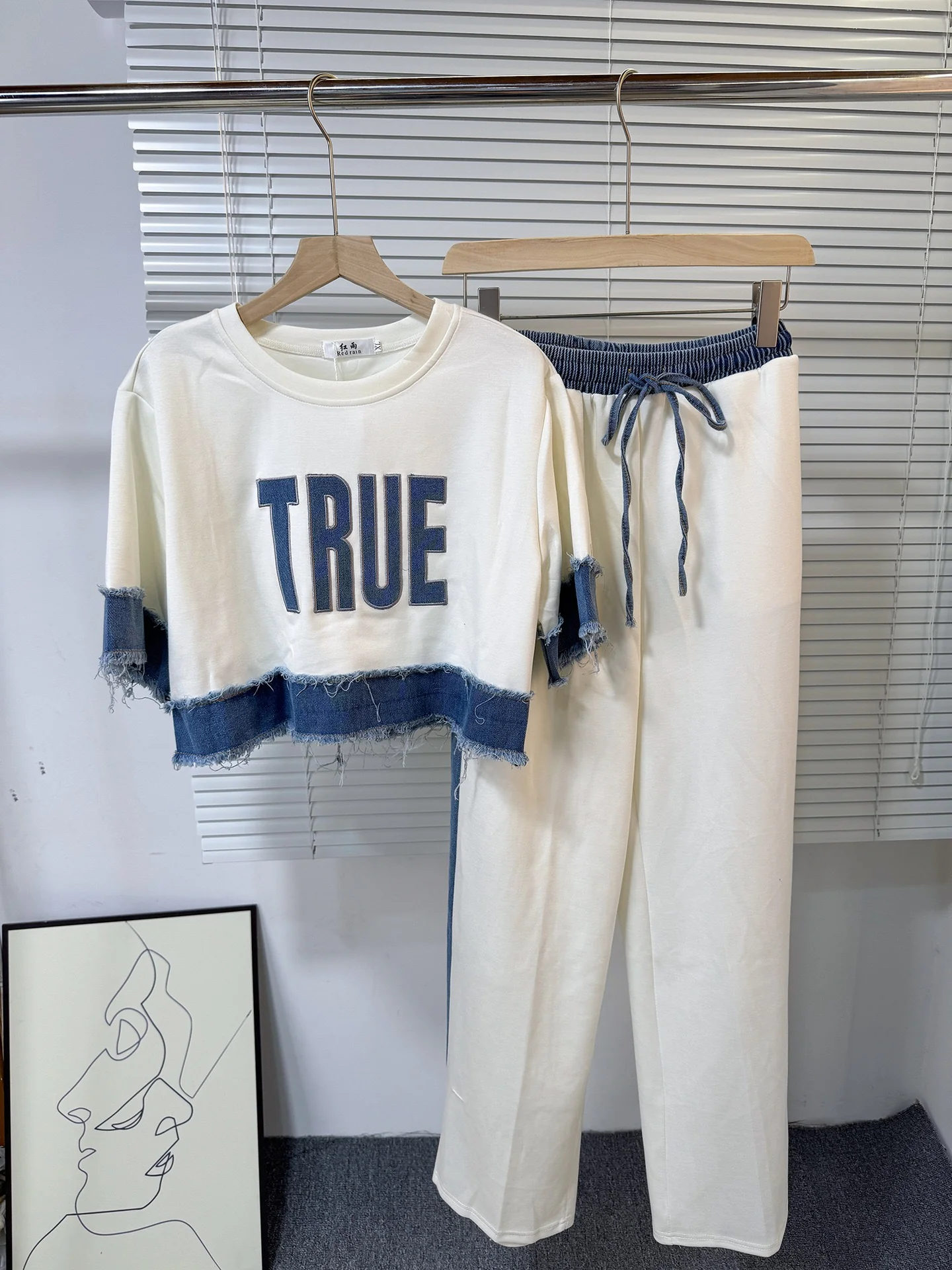 Noemi Knitted Soft Denim Co-ord Set In White - Image 2