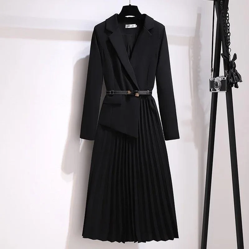 Nova Elegant Pleated Blazer Dress - Image 3
