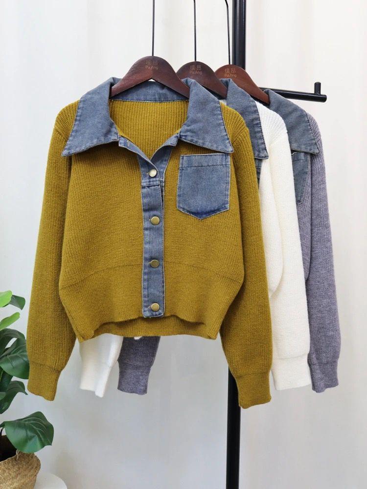 Obsessed Denim Detailed Sweater In Olive - Image 2