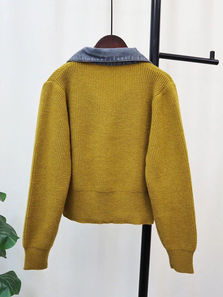 Obsessed Denim Detailed Sweater In Olive - Image 3