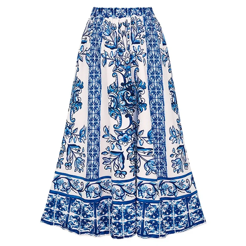 Oia One Pc Swimsuit with Skirt In Blue - Image 2