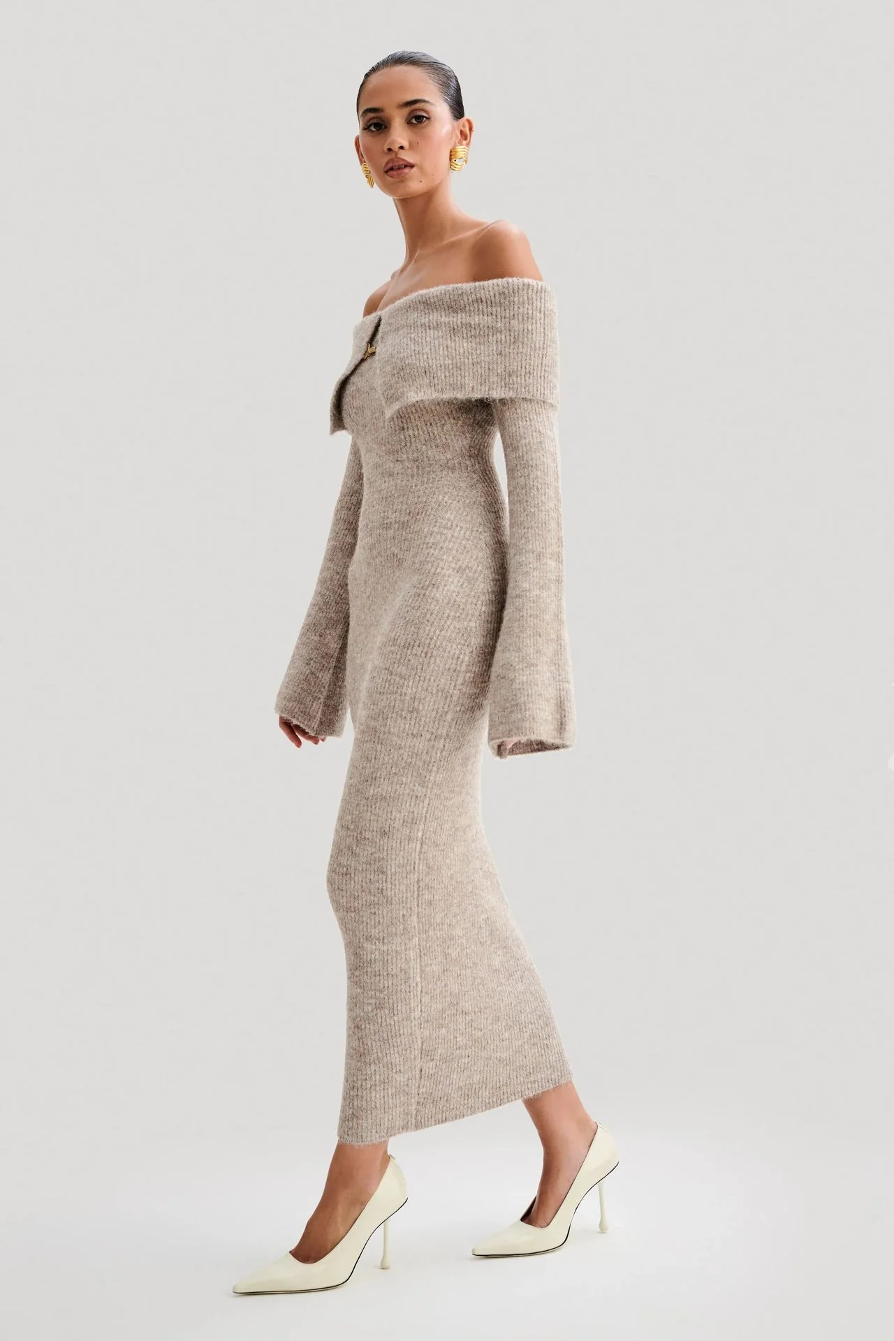Oliana Off Shoulder Woolen Dress - Image 3