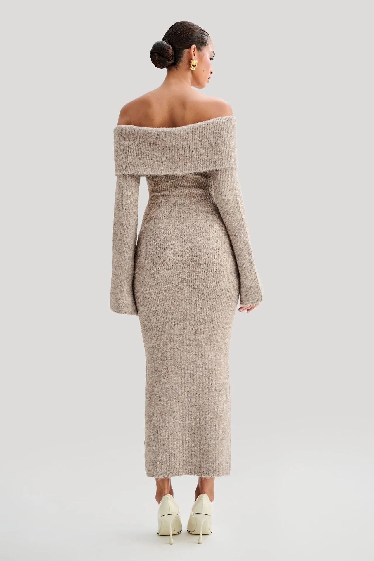 Oliana Off Shoulder Woolen Dress - Image 4