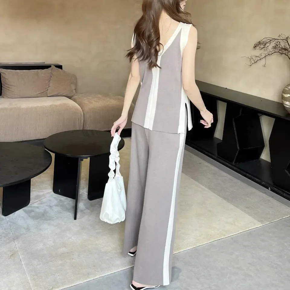 Orion Ribbed Summer Coord Set In Grey - Image 3