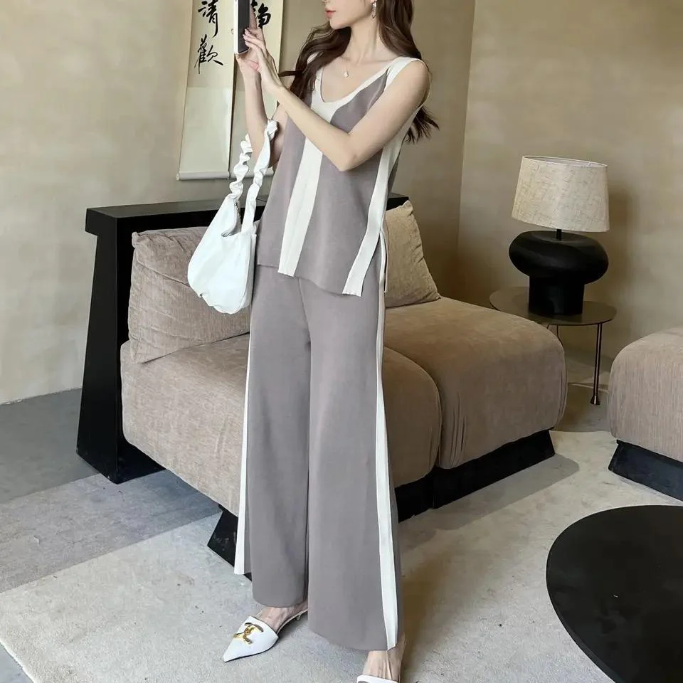 Orion Ribbed Summer Coord Set In Grey - Image 2