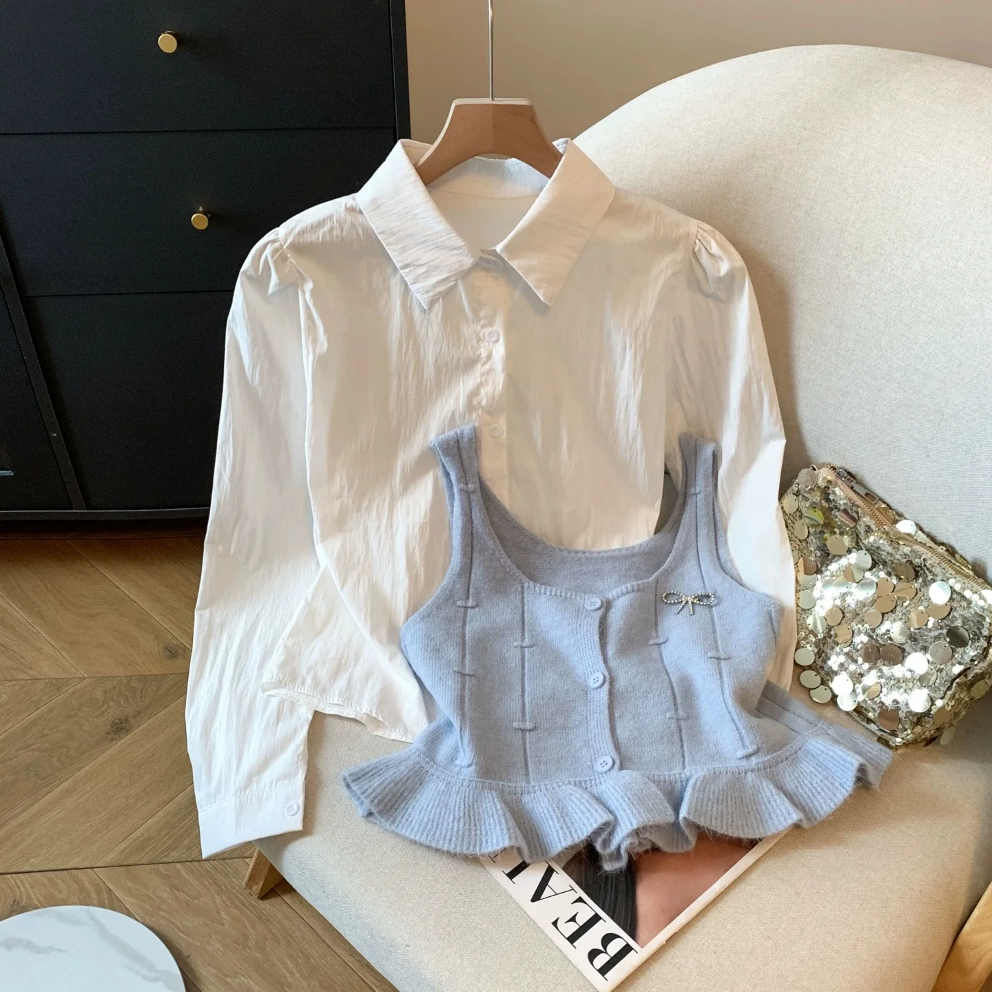 Orlane Two Piece Shirt & Knit Vest Set - Image 3