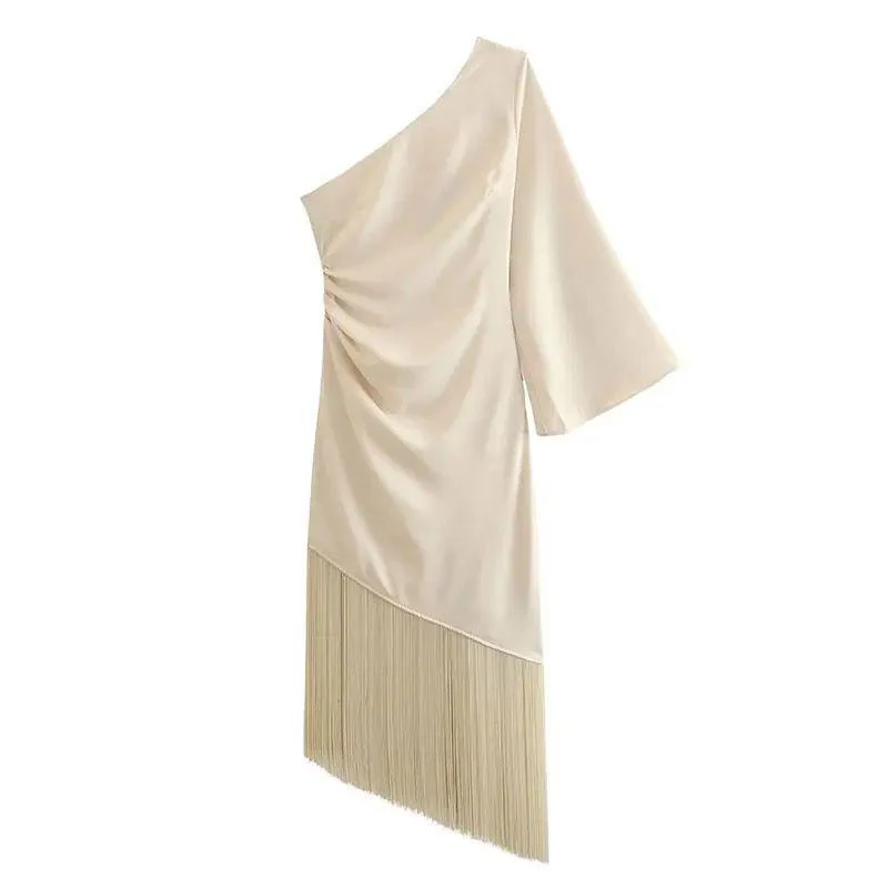 Osiris Luxe Party Dress In Beige - Image 2