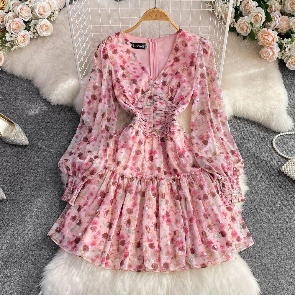 Paisley V-Neck Floral Mini Dress - Image 8