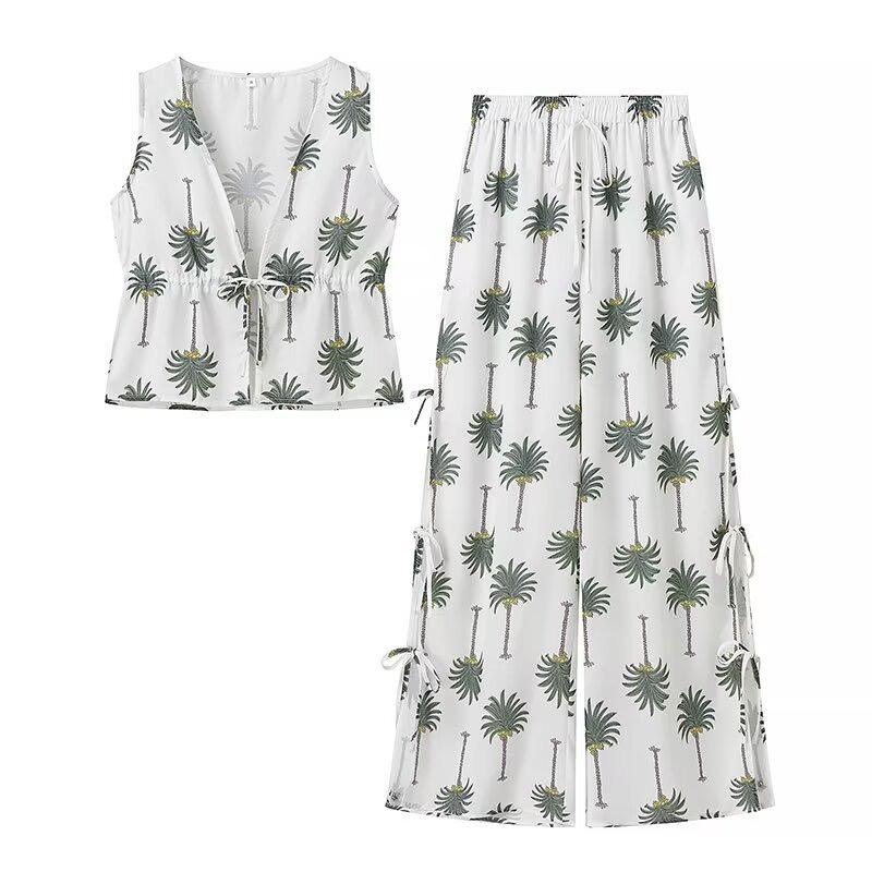 Palm Statement Summer Coord Set In White - Image 4