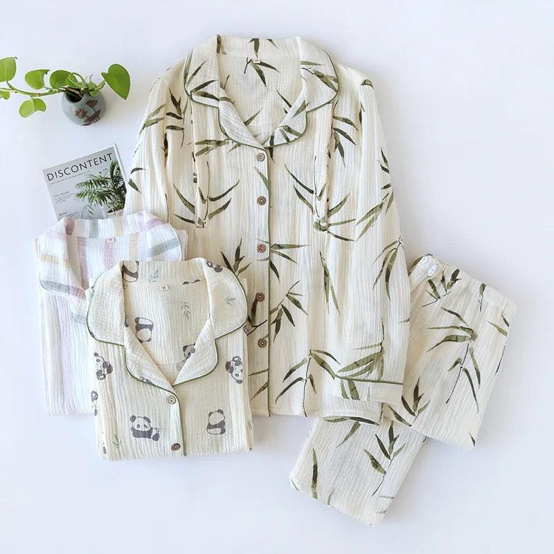 Panda Cotton Crepe Nightsuits In Off-White - Image 2