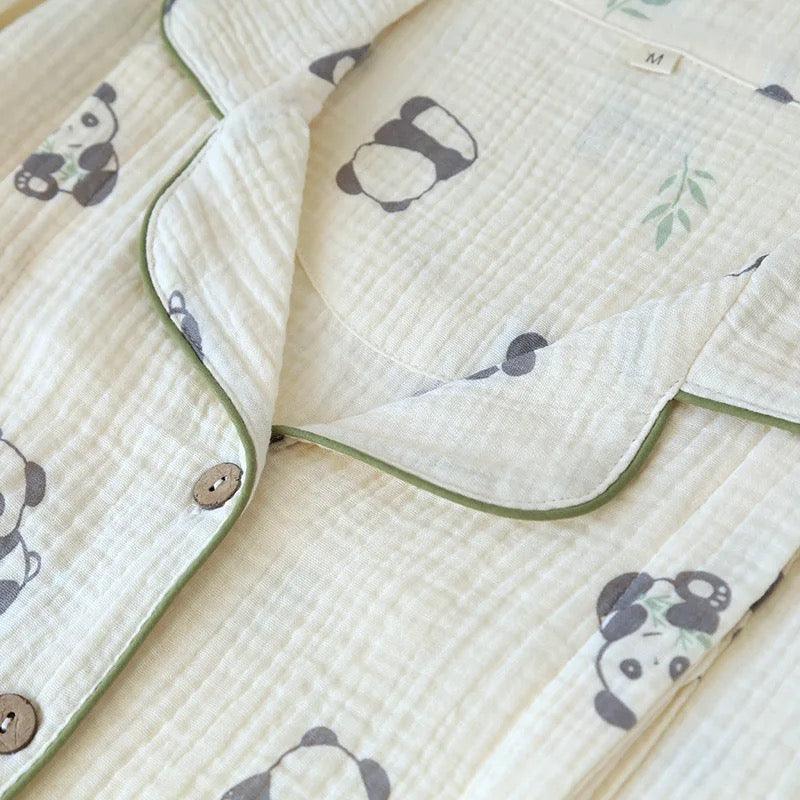 Panda Cotton Crepe Nightsuits In Off-White - Image 3