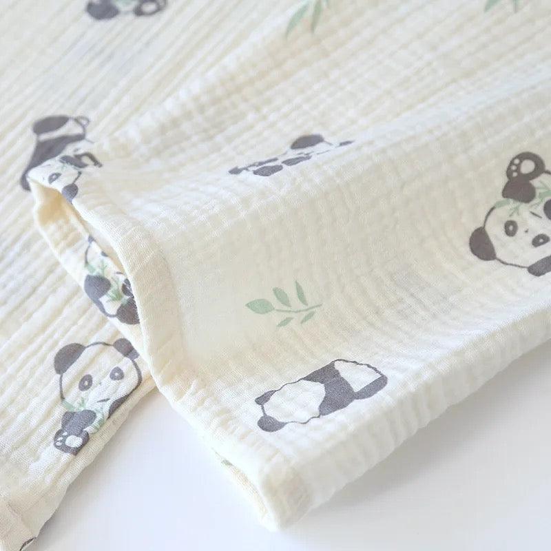 Panda Cotton Crepe Nightsuits In Off-White - Image 4