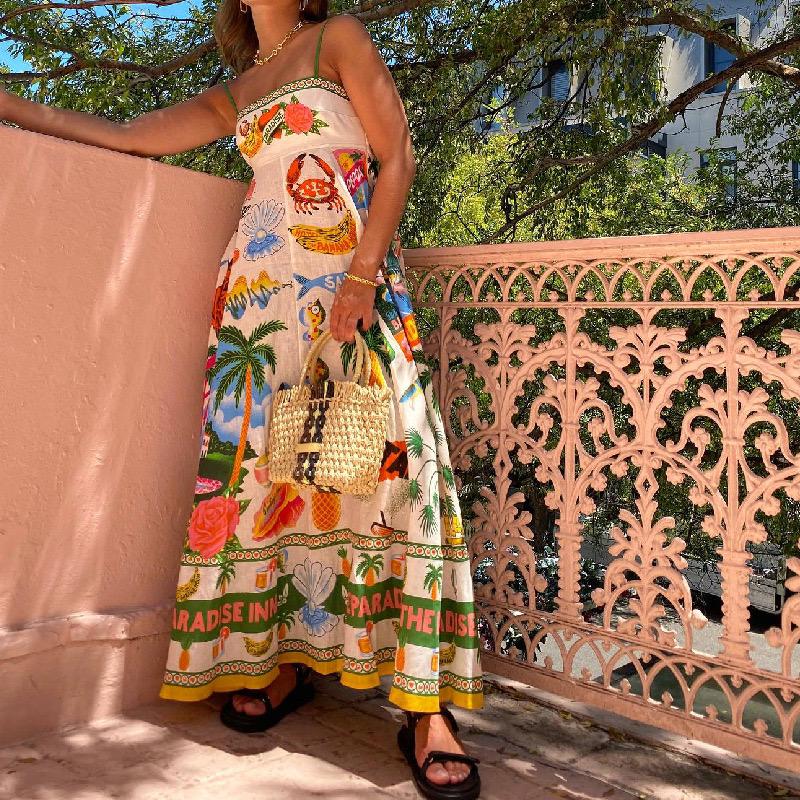 Paradise Printed Summer Dress In Multicolor - Image 3