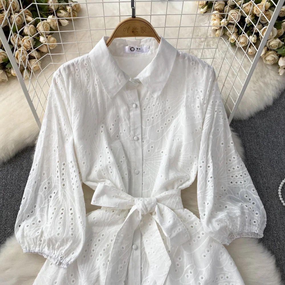 Paula Cotton Eyelet Midi Dress - Image 9