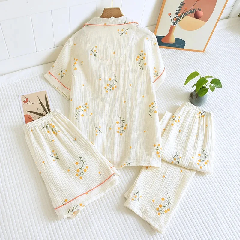 Perry Cotton Nightsuit-Set Of 3 In Beige - Image 5