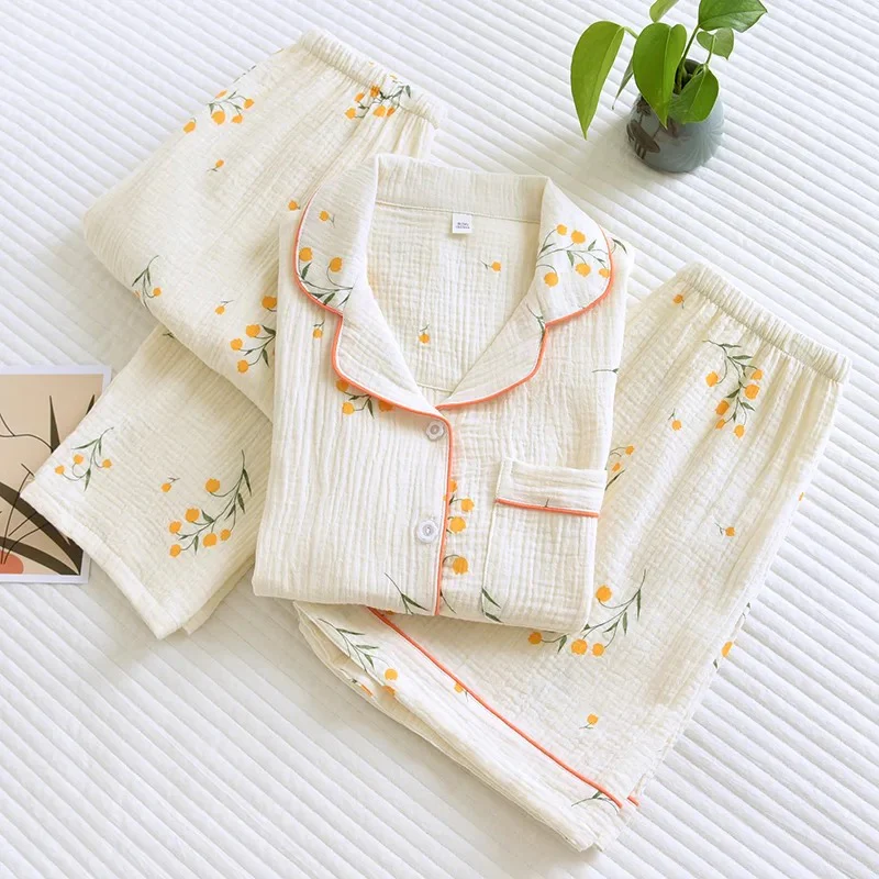 Perry Cotton Nightsuit-Set Of 3 In Beige - Image 6