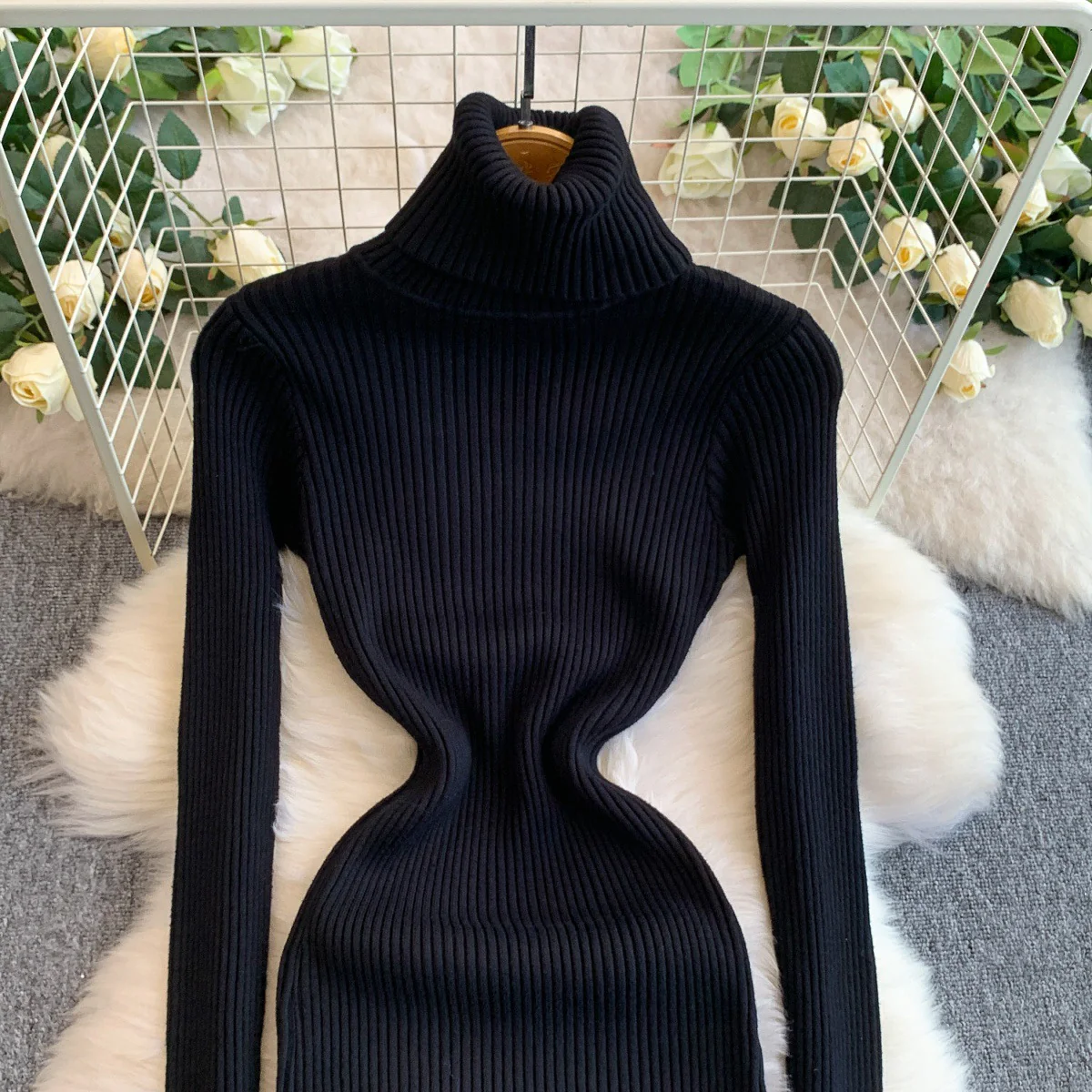 Perry High Neck Knitted Midi Dress - Image 16