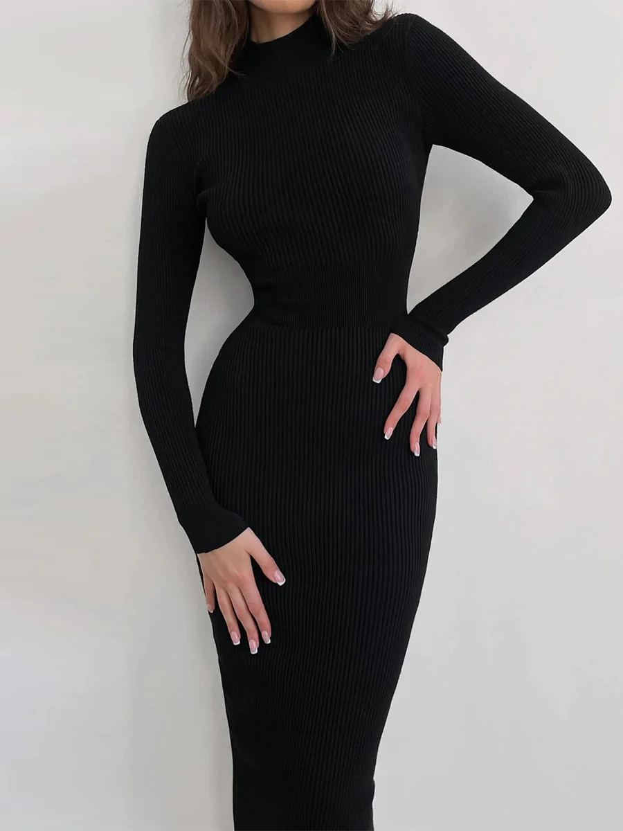 Perry High Neck Knitted Midi Dress - Image 3