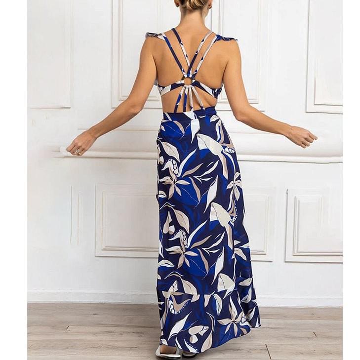 Persian Ruffled Swimsuit With Sarong In Navy Blue - Image 3