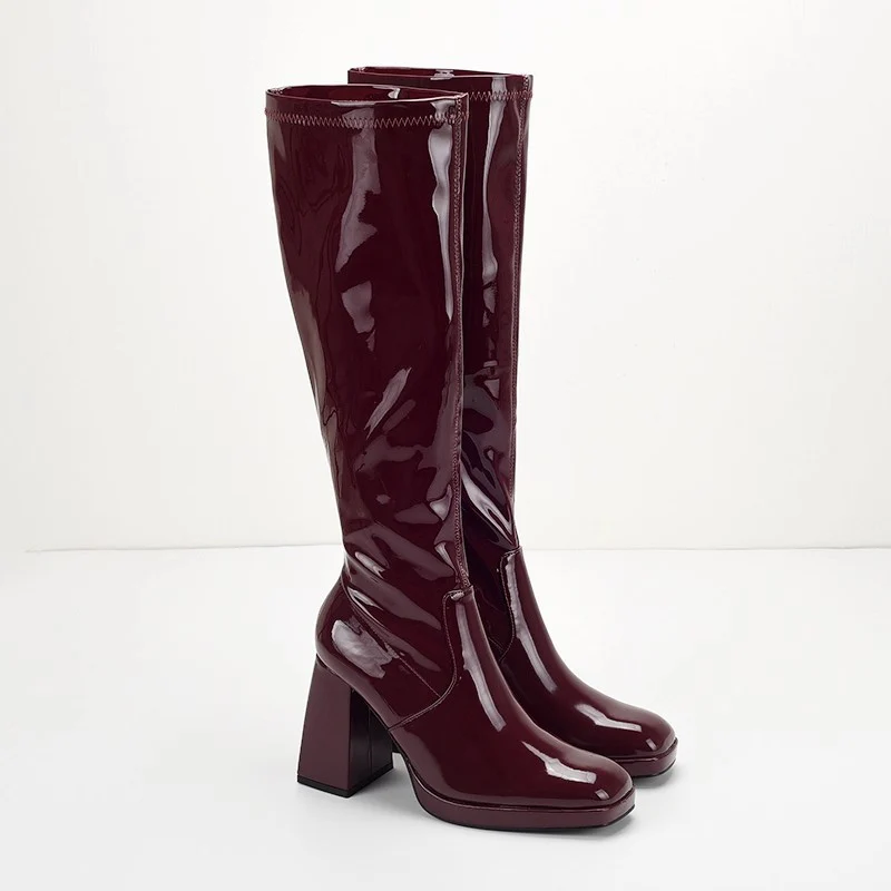 Piera Knee High Block Leather Boots - Image 3