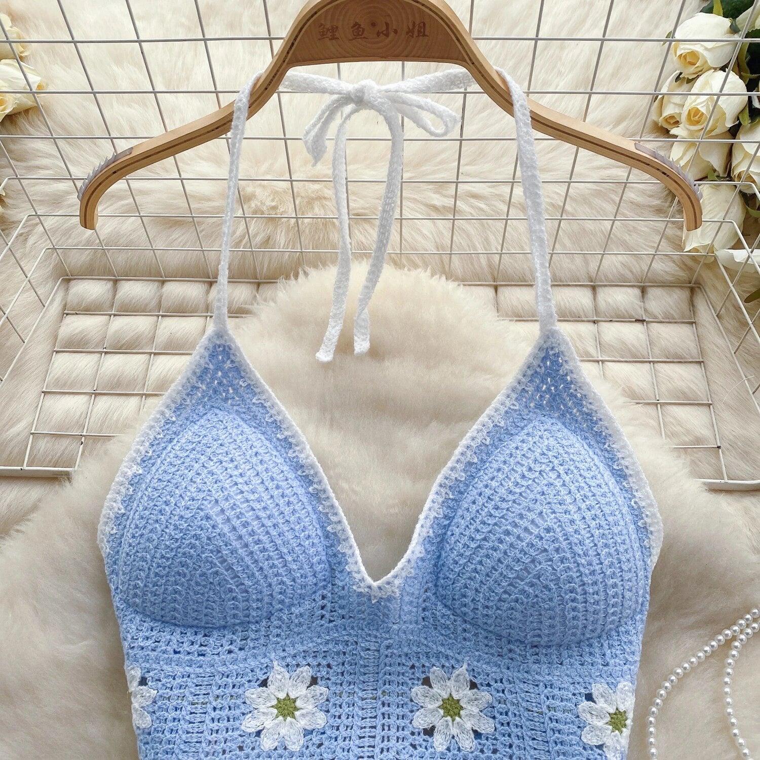 Prerto Summer Tops with Inbuilt Bra In Blue - Image 2