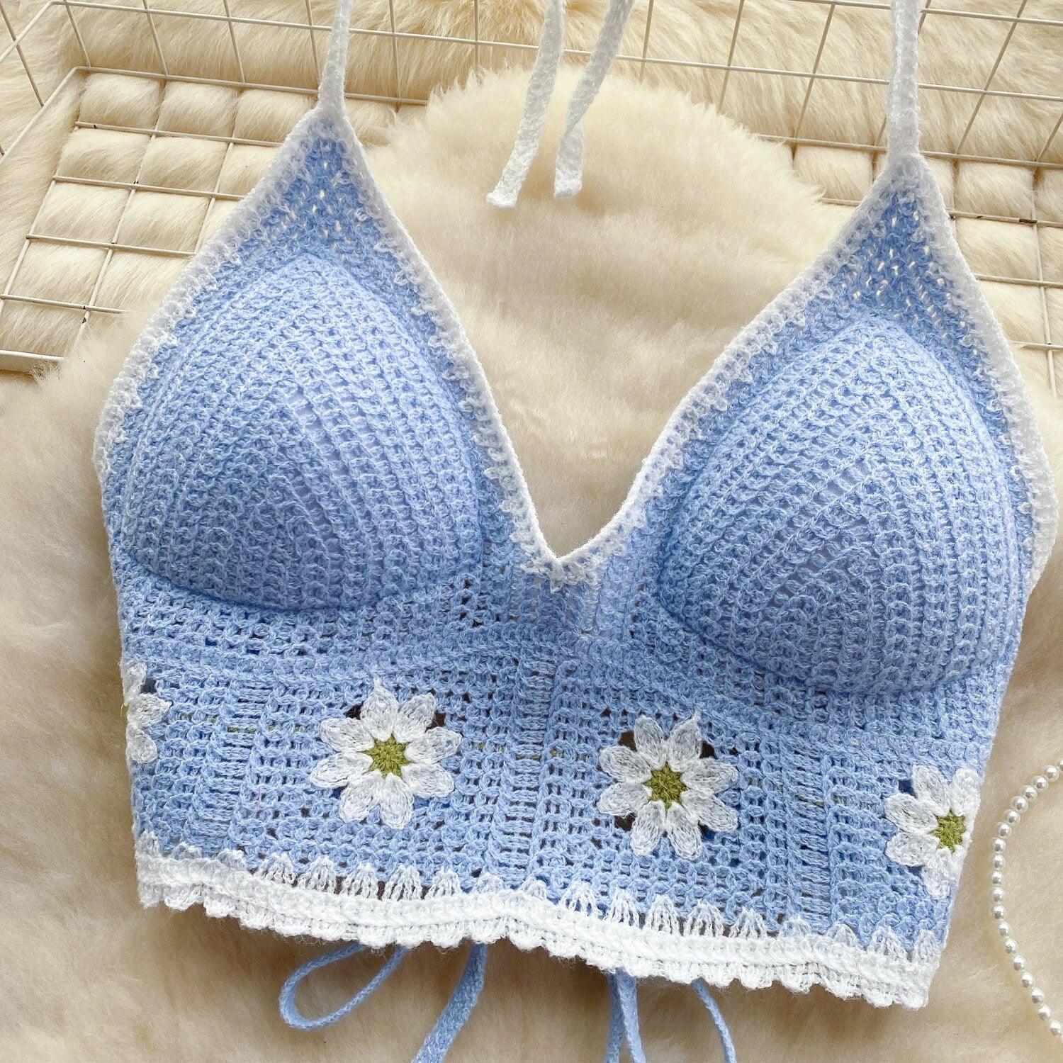 Prerto Summer Tops with Inbuilt Bra In Blue - Image 3