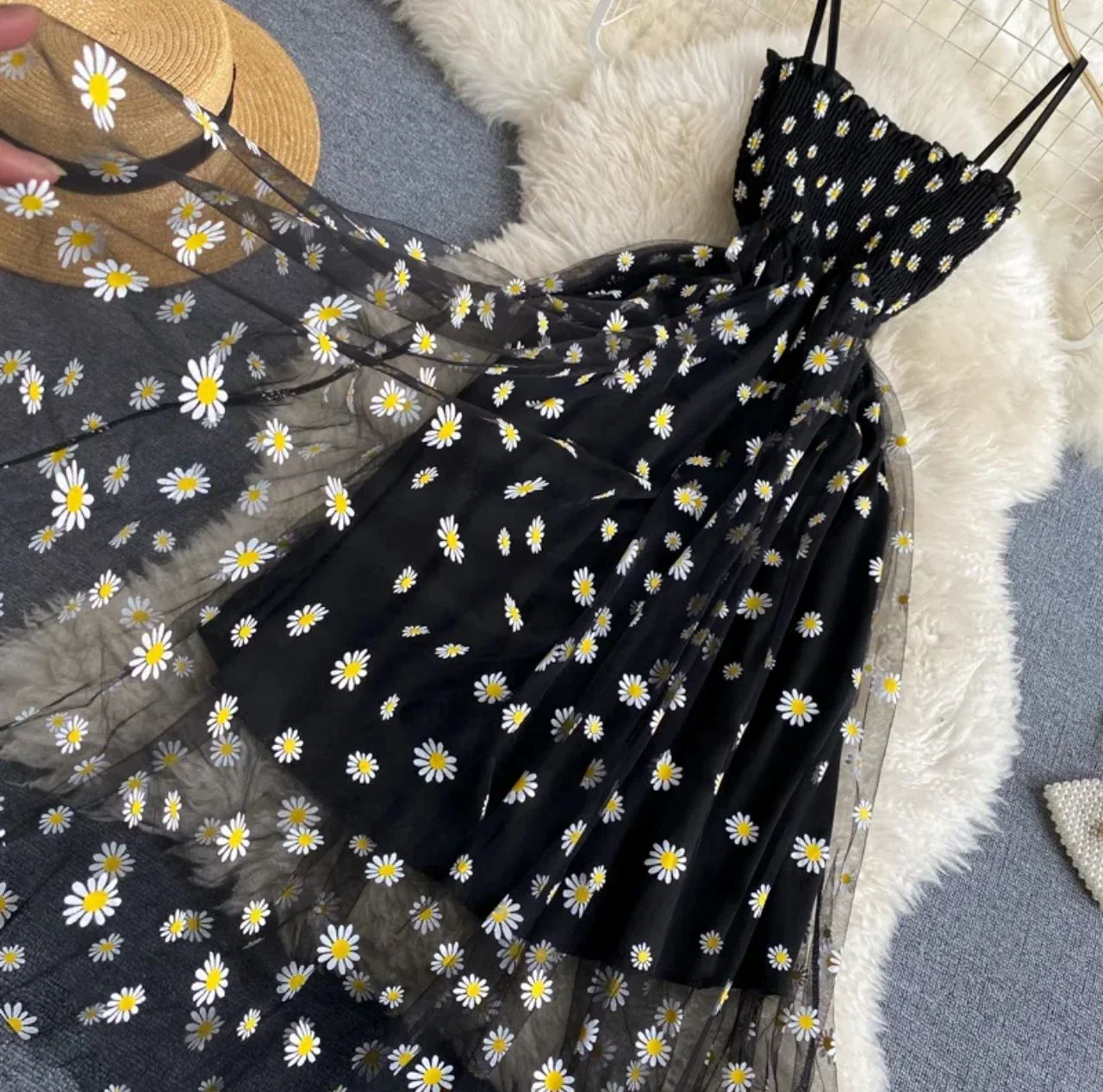 Rabia Printed Summer Midi Dress In Black - Image 3