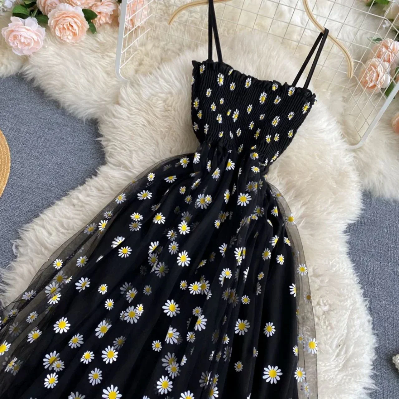 Rabia Printed Summer Midi Dress In Black - Image 2
