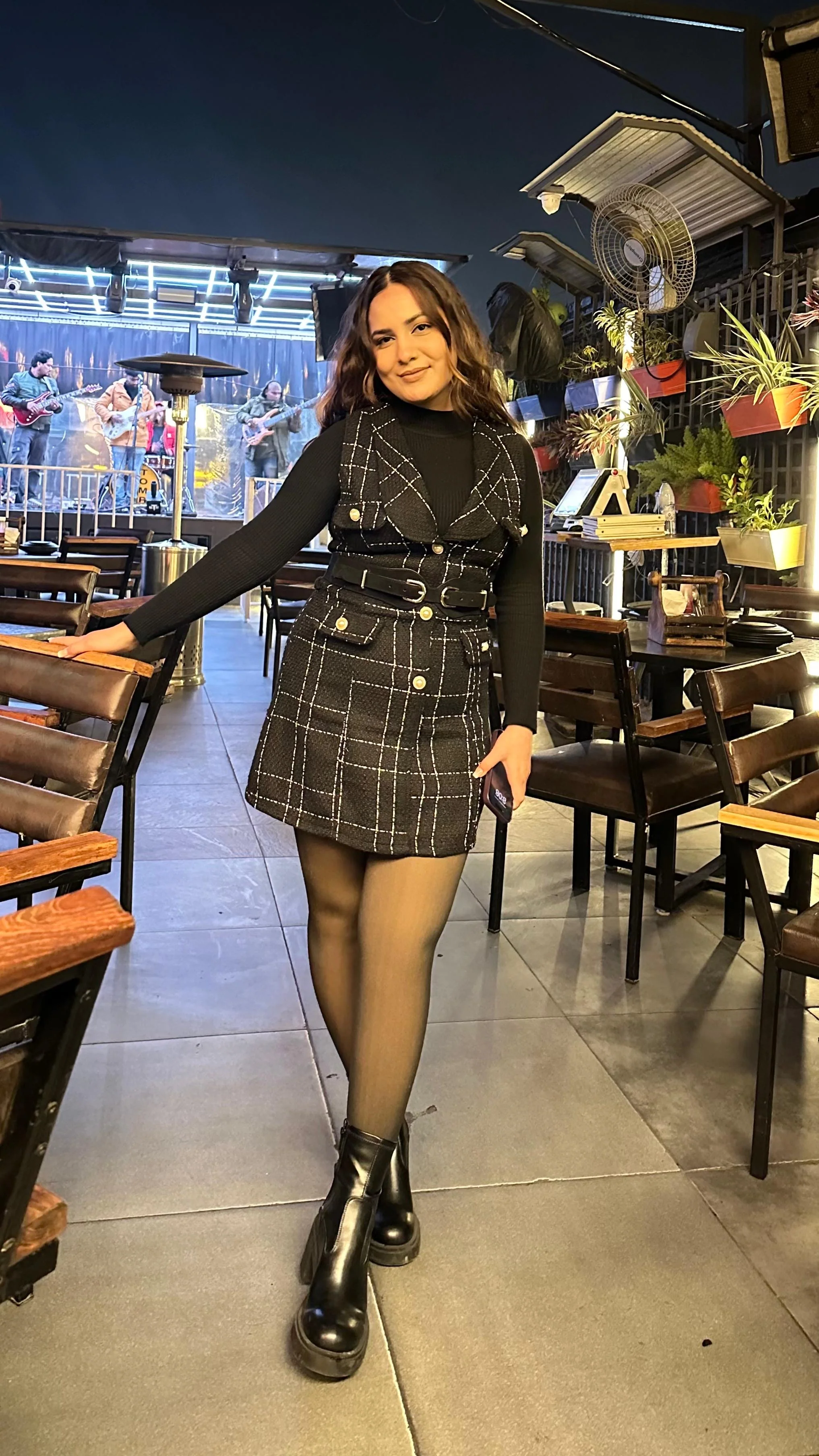 Rader Set of Top and Woolen Tweed Dress in Black - Image 6