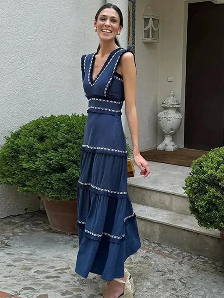 Rapunzel Cotton Summer Dress in Blue - Luxe Collection - Image 4