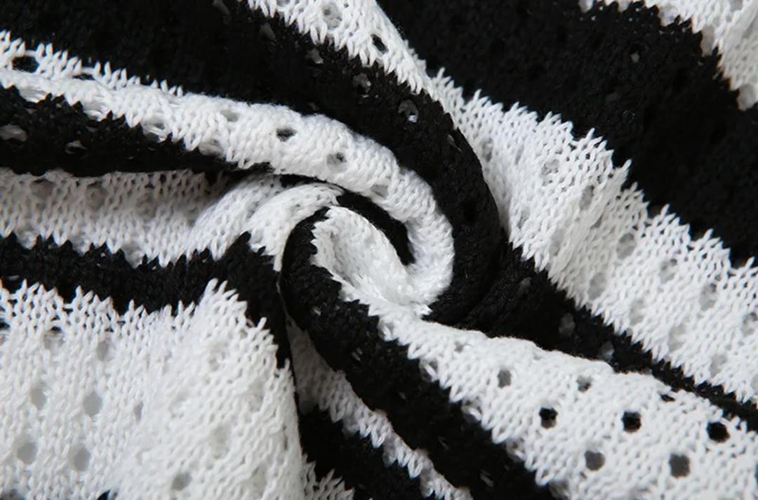 Raven Striped Crochet Dress In Black - Image 3