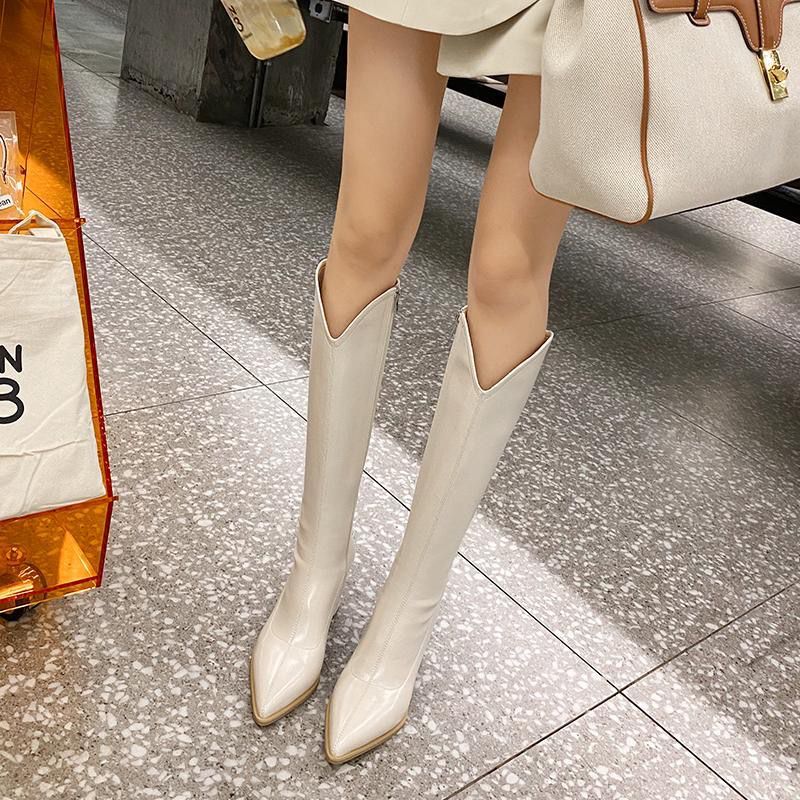 Rhodes Knee High Pointed Leather Boots - Image 2