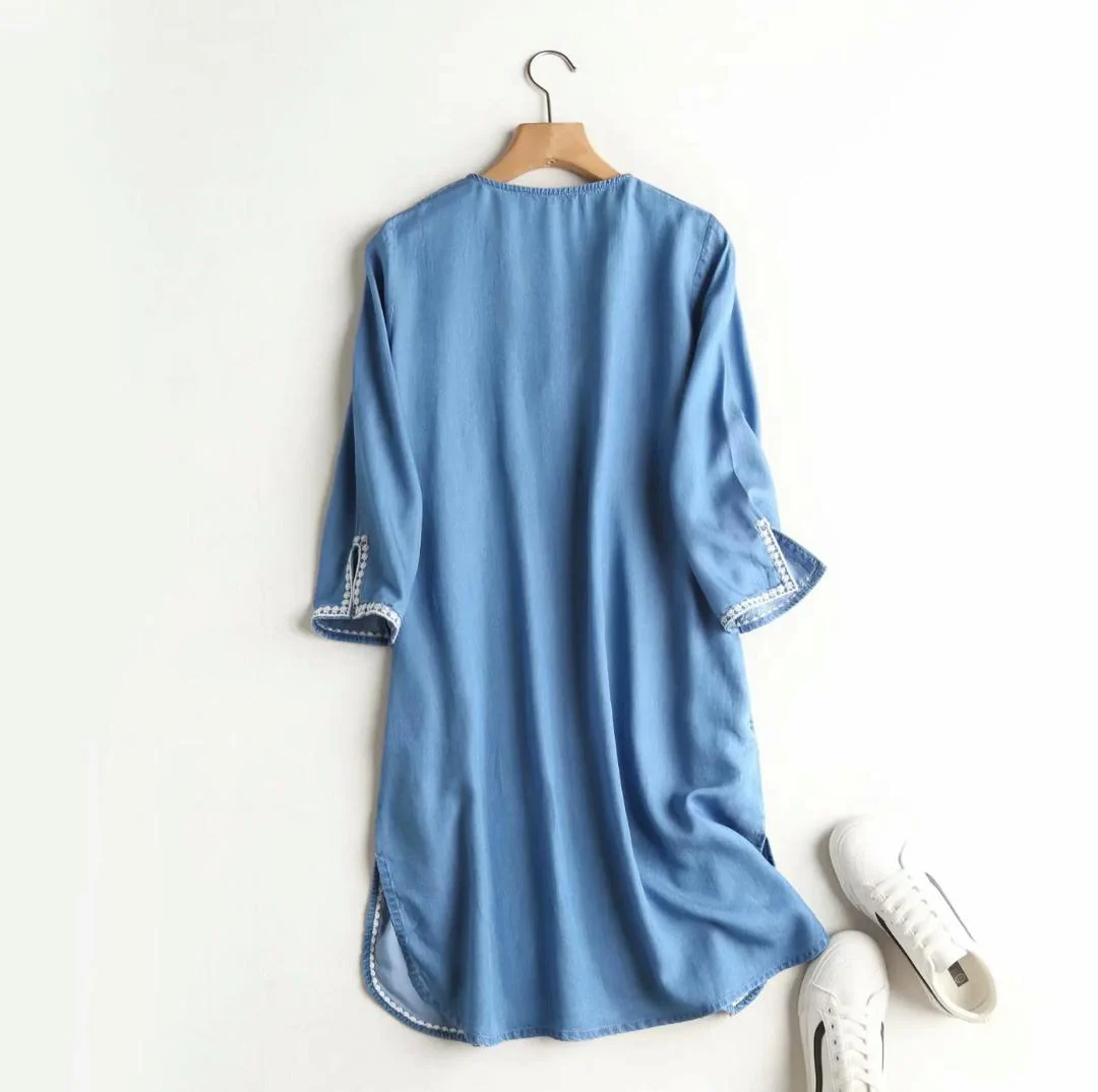 Riba Statement Summer Dress In Blue - Image 2
