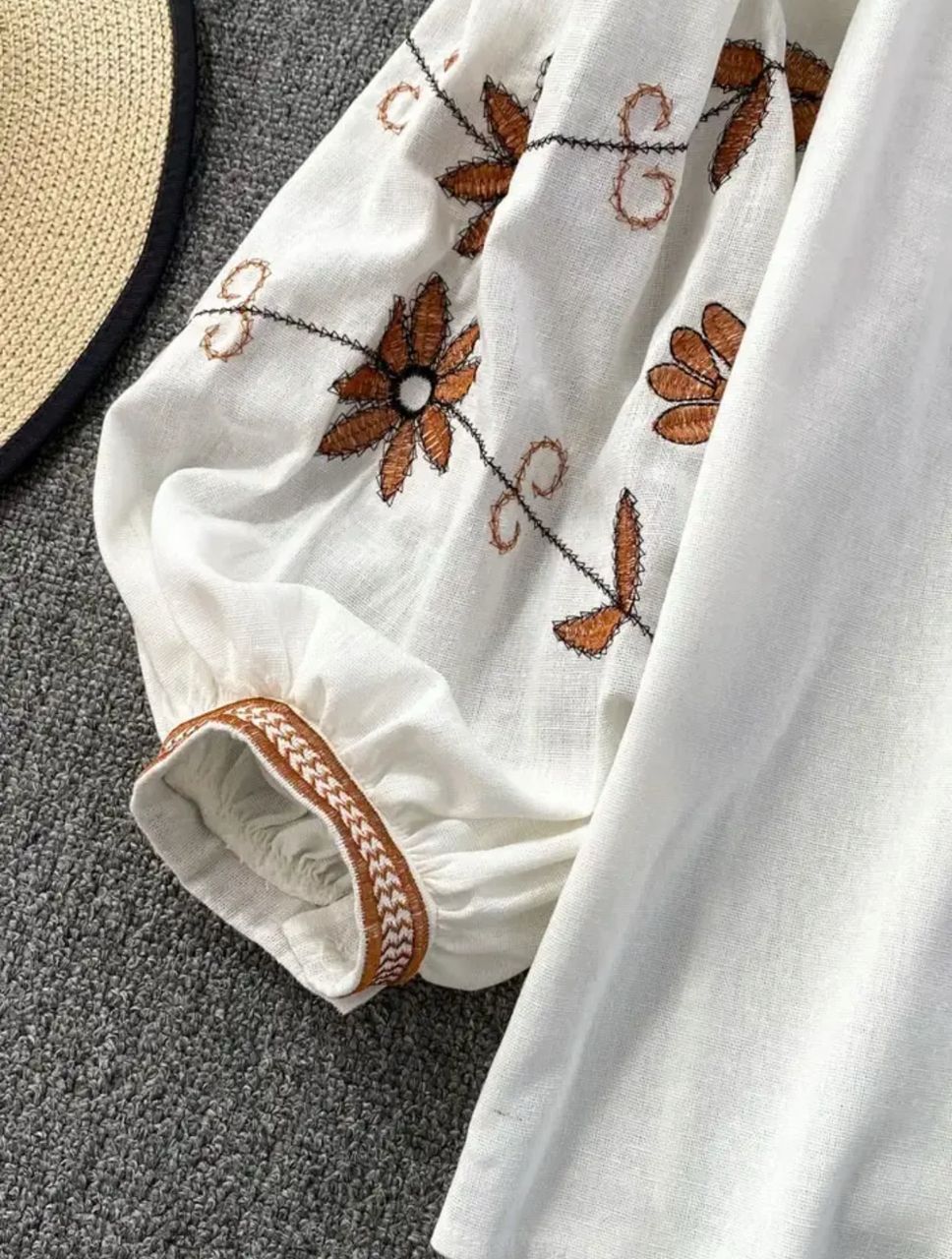 Roma Embroidered Summer Top In White - Image 2