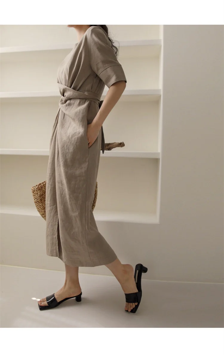 Rosaura Statement Midi Dress In Brown - Image 5