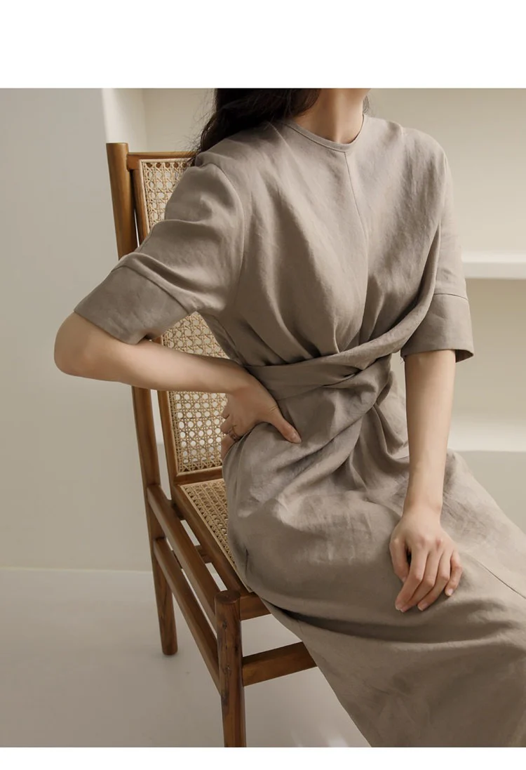 Rosaura Statement Midi Dress In Brown - Image 8