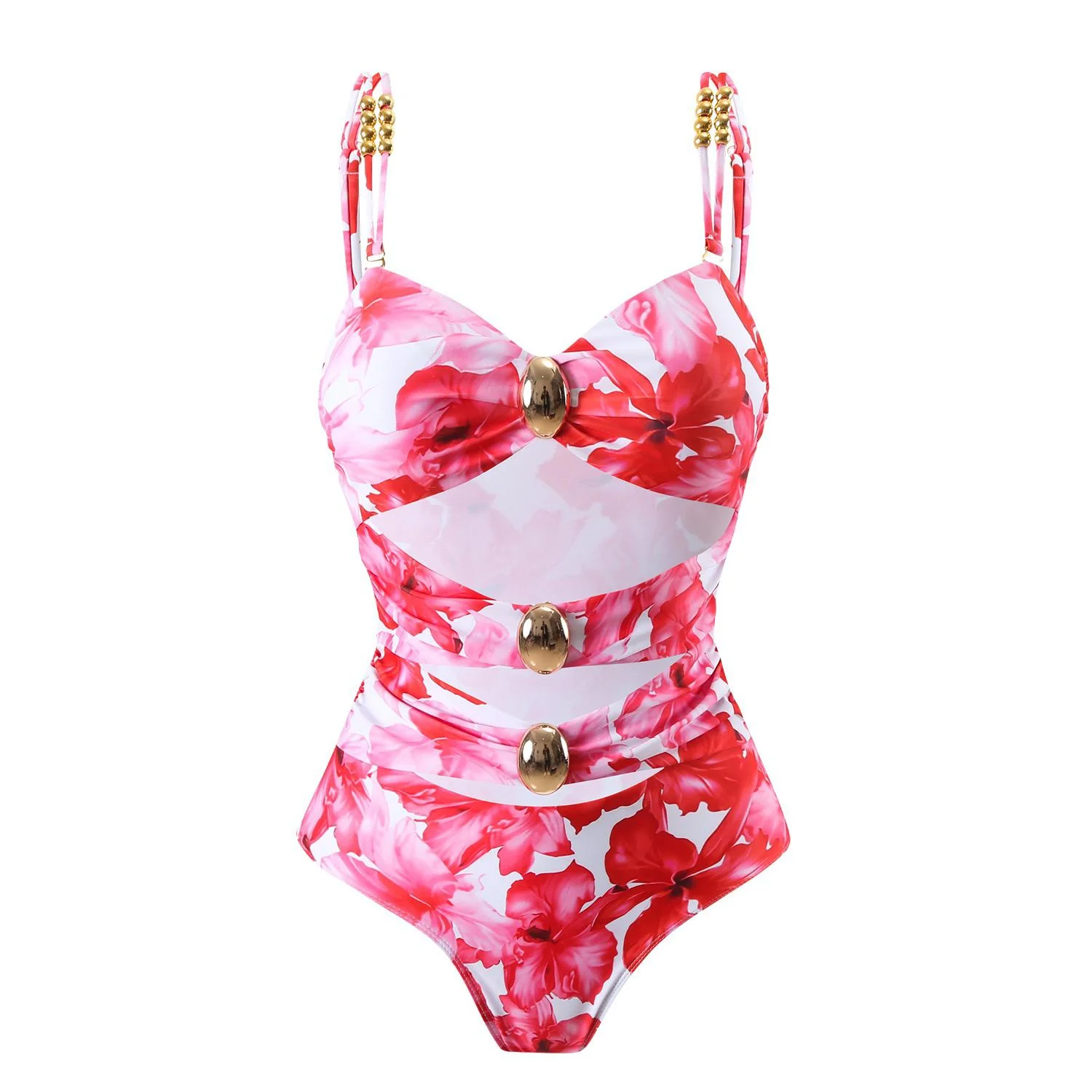 Rosita Floral Swimsuit With Skirt In Pink - Image 2