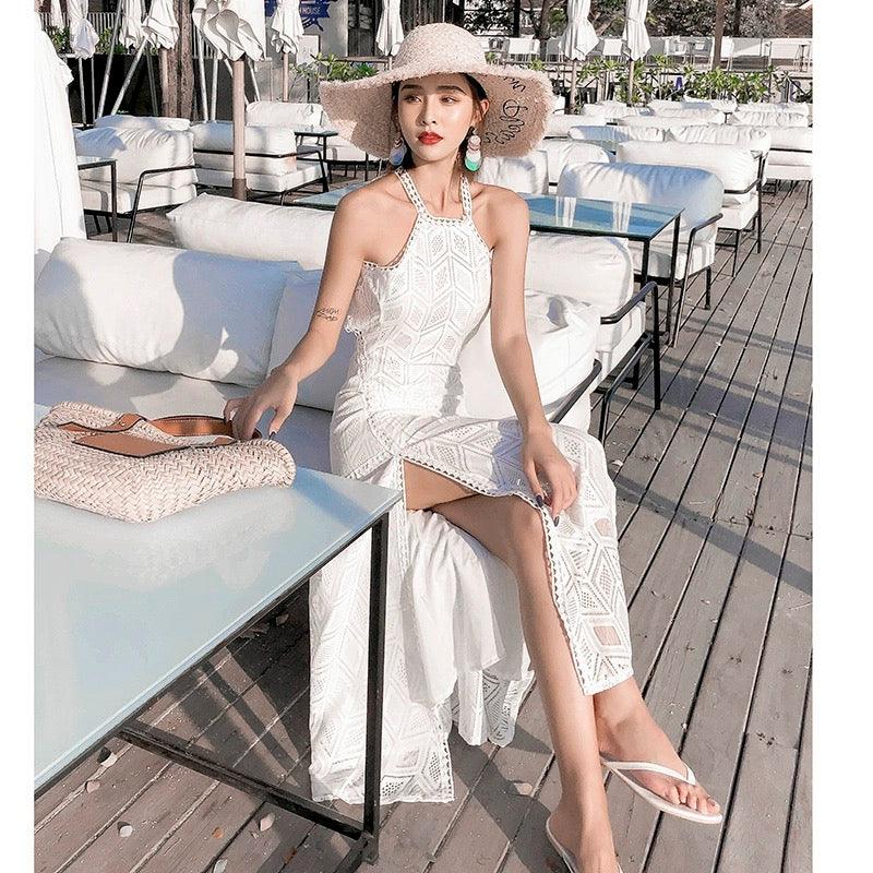 Rubecca Slit Maxi Dress in White - Image 4