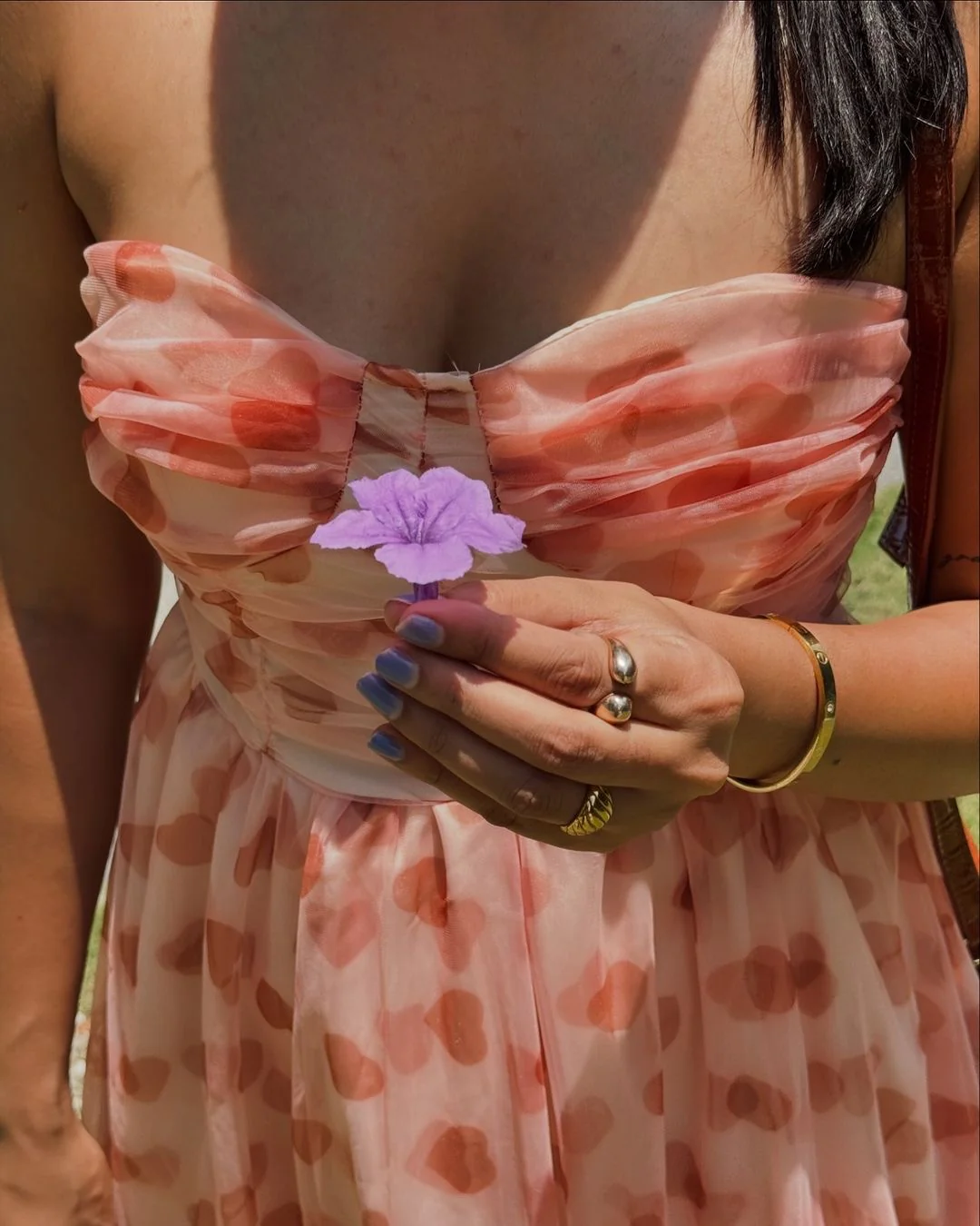 Rubert Mesh Detail Party Dress In Peach - Image 3
