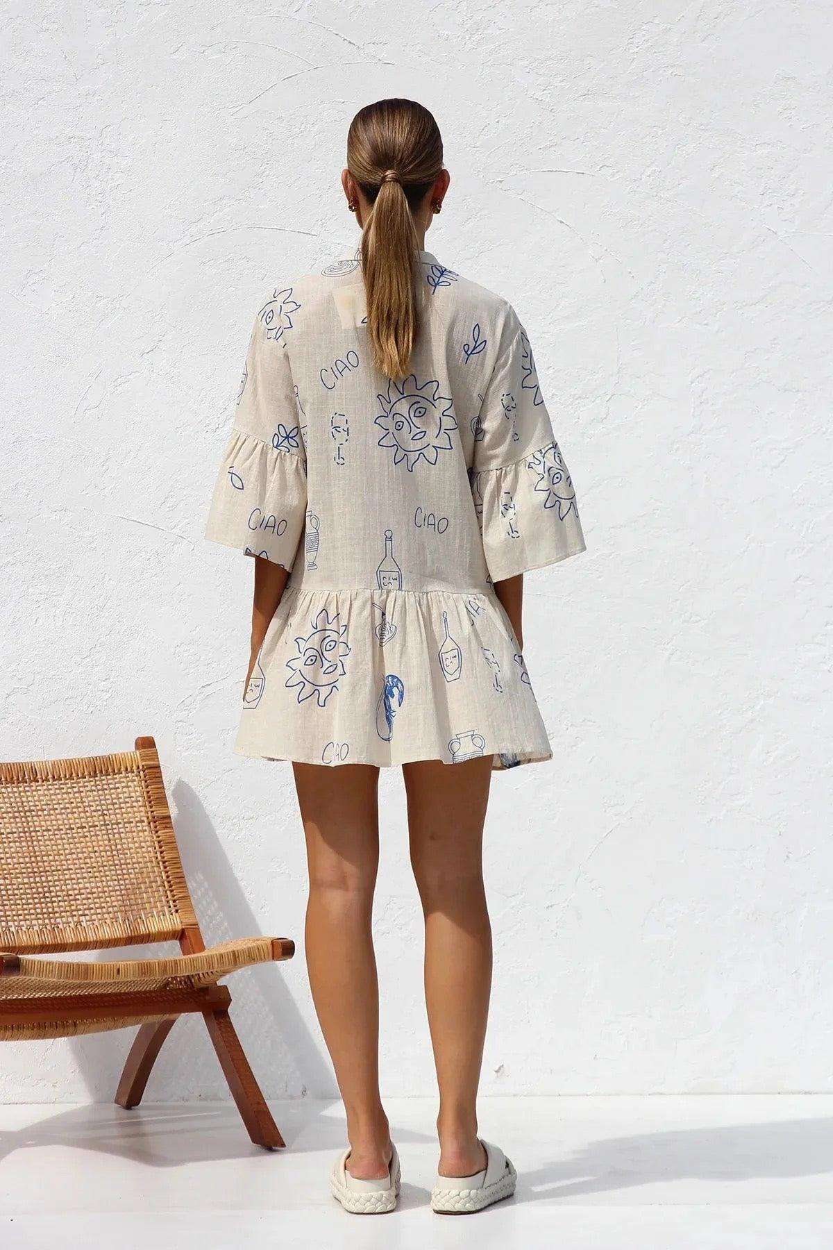 Rubeya Breezy Summer Dress In Beige - Image 7