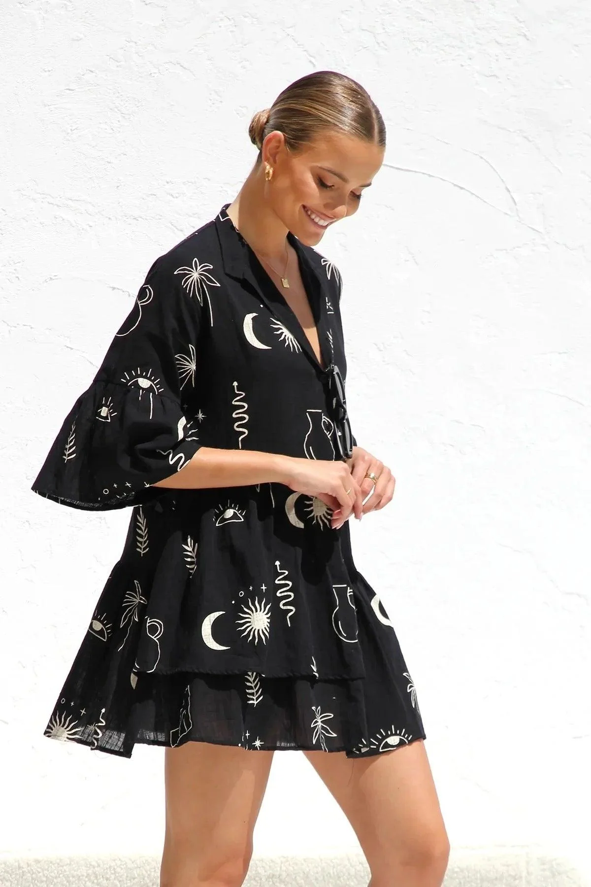Rubeya Breezy Summer Dress In Black - Image 3