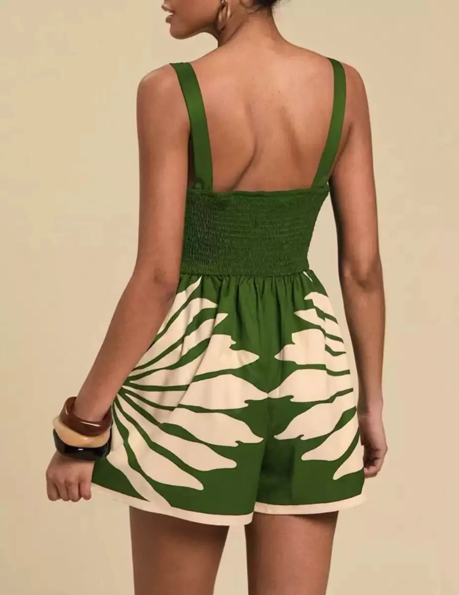 Sabella Cut-Out Romper In Green - Image 3