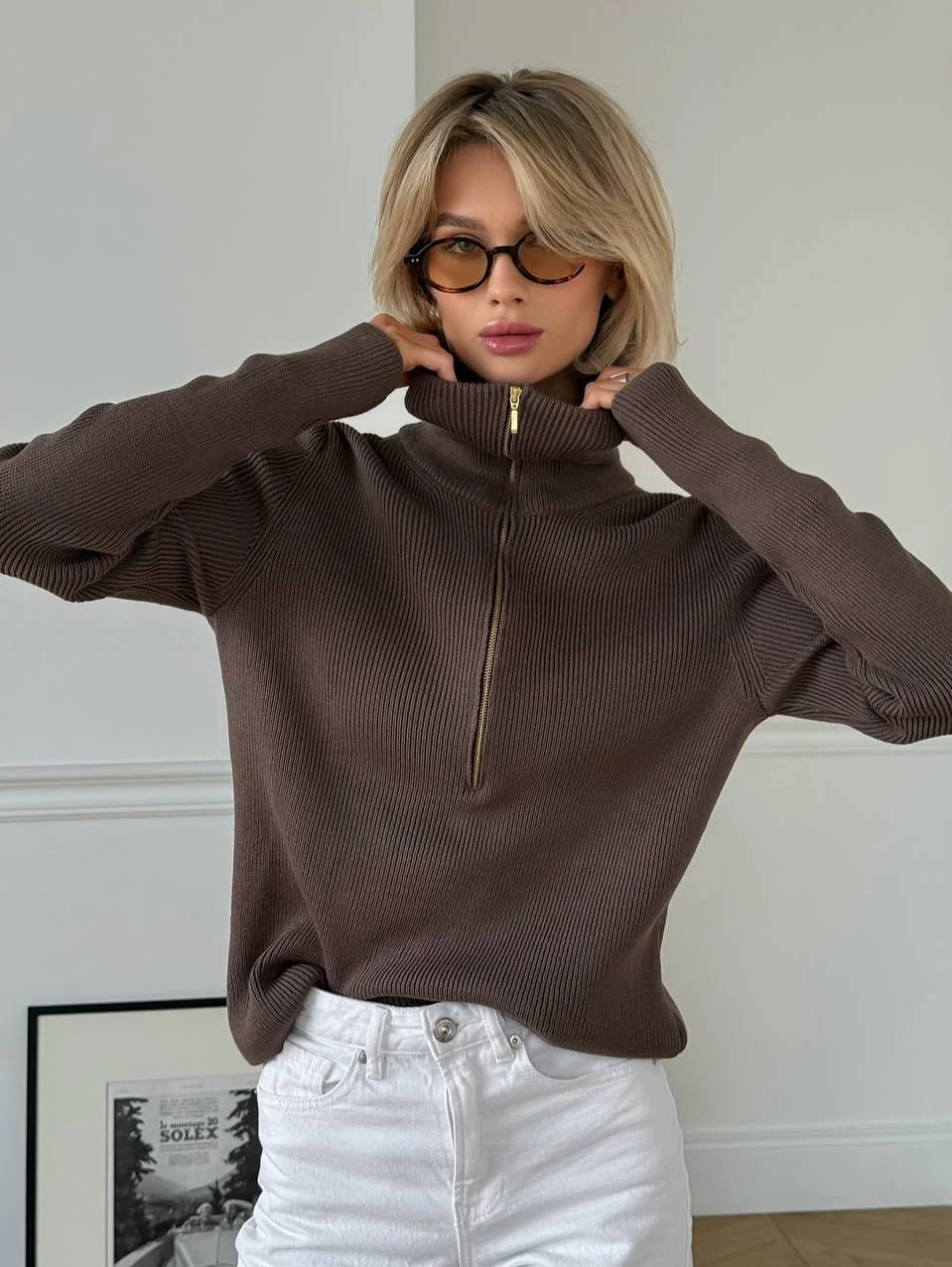 Sabrina Woolen Zipper Pullover