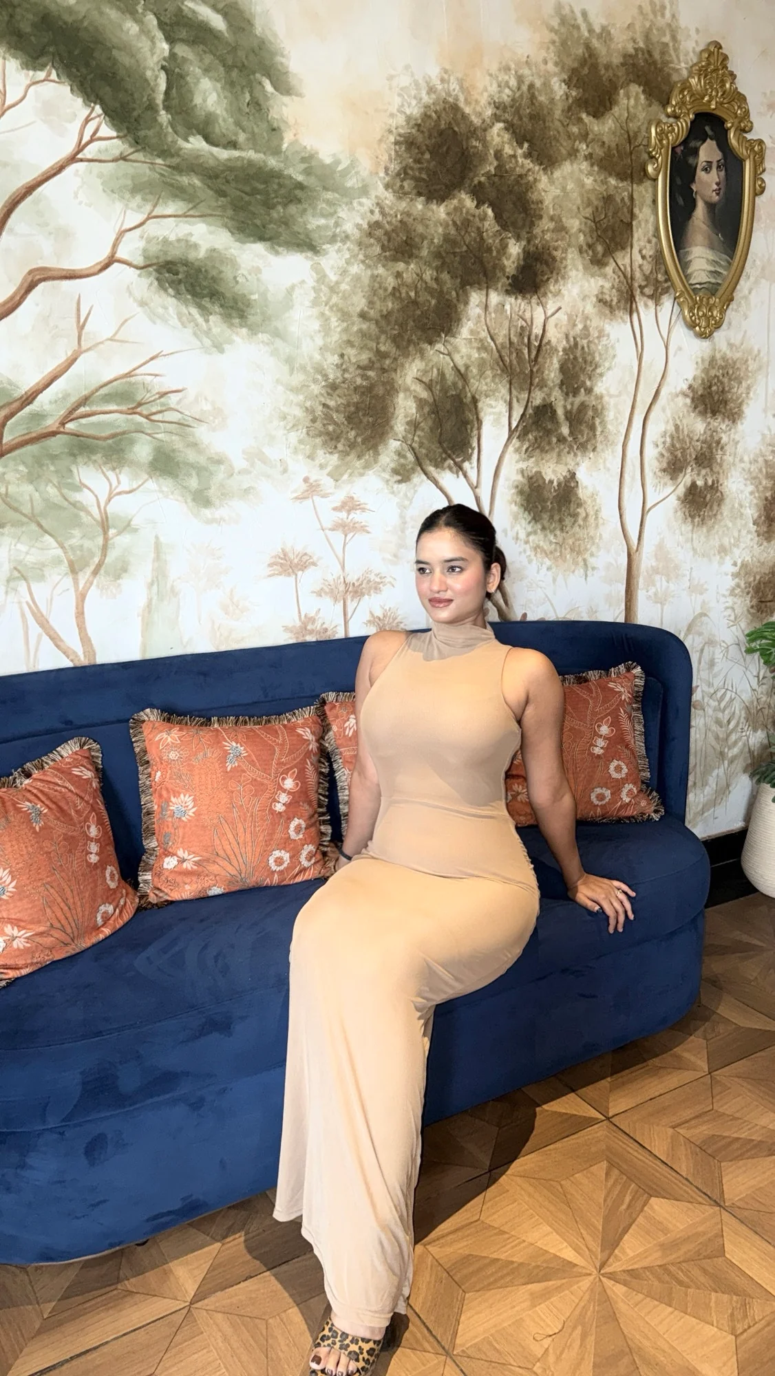 Saddle Statement Bodycon Maxi Dress In Brown - Image 5