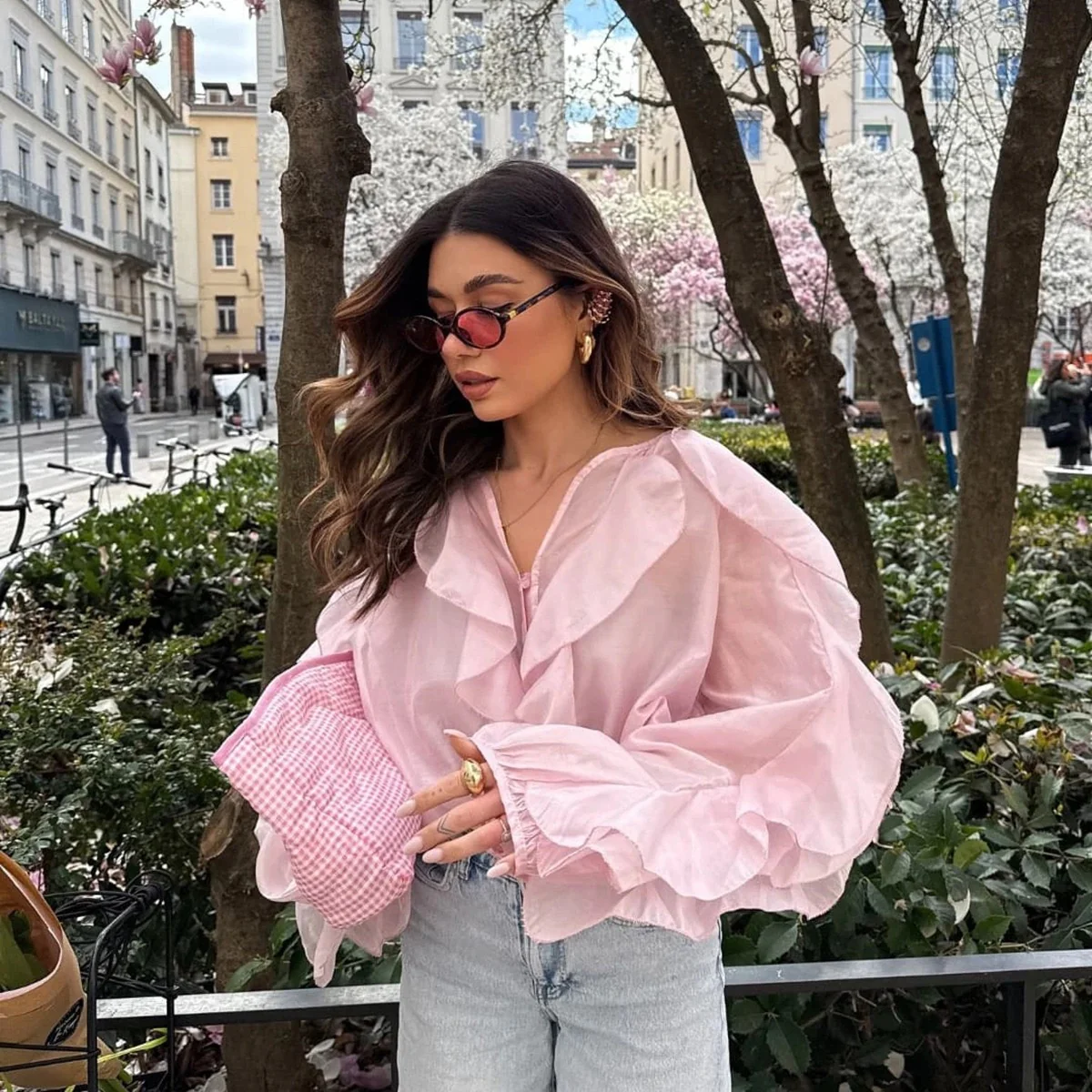 Saga Ruffled Top In Pink - Image 7