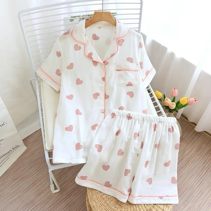 Salmon Heart Cotton Nightsuit - Image 4