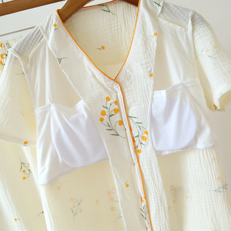 Sarena Floral Cotton Padded Nightsuit In Off-White - Image 2