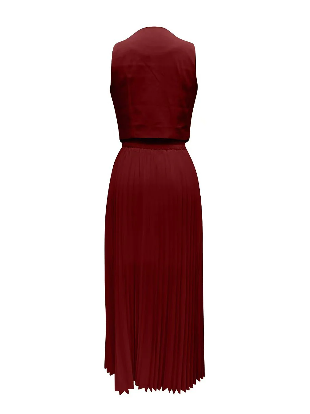 Sarine Luxe Vest Suit With Skirt In Maroon - Image 2